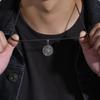 Men Retro Silver Color Seeker Compass Necklaces, Rock Punk Vintage Metal Stainless Steel Round Coin Pendant Collar Gift Jewelry