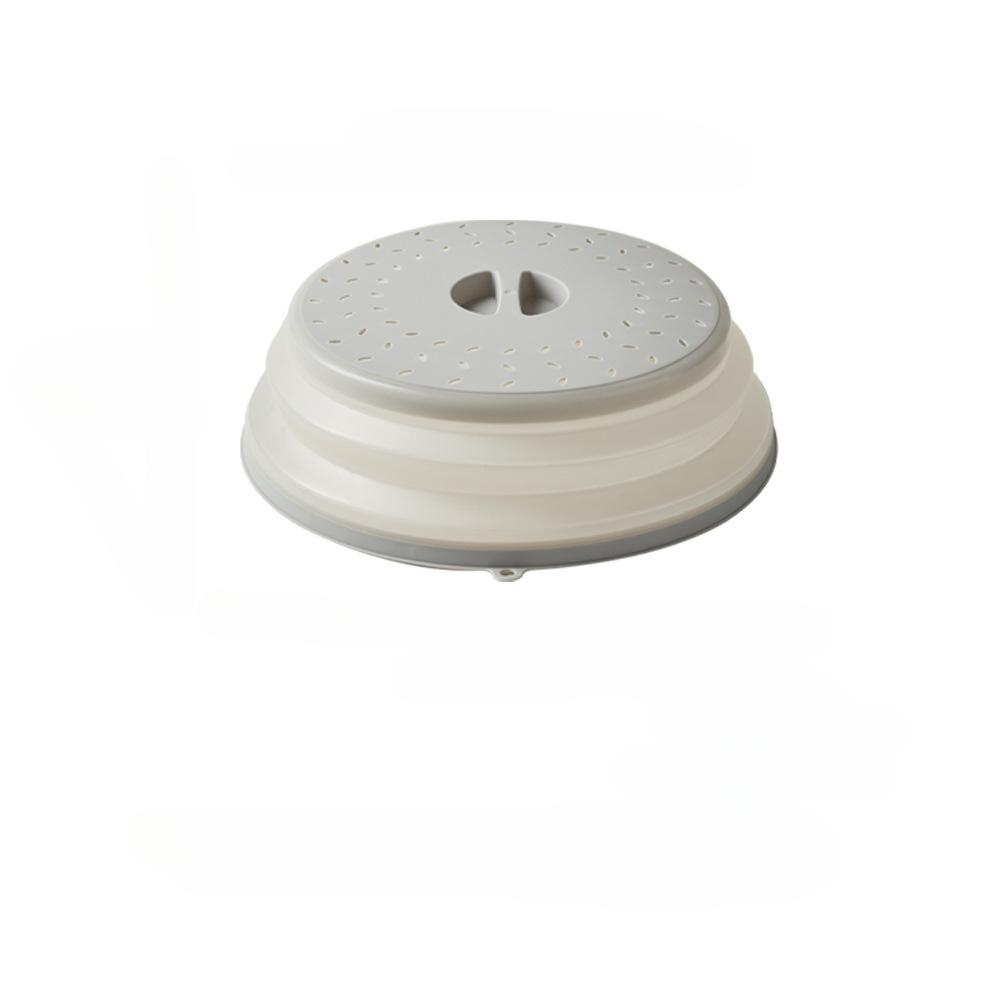 Tapa antisalpicaduras para microondas, tapa plegable de silicona para mantener fresco el recipiente, tapa a prueba de aceite y salpicaduras con gancho para cocinar gris