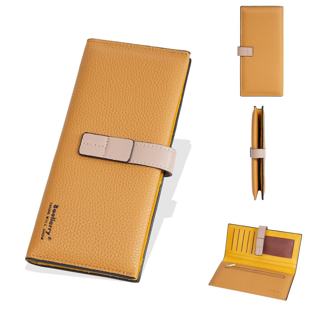 Baellerry Women's Korean Style Color Block Multi-Card Long Wallet Clutch