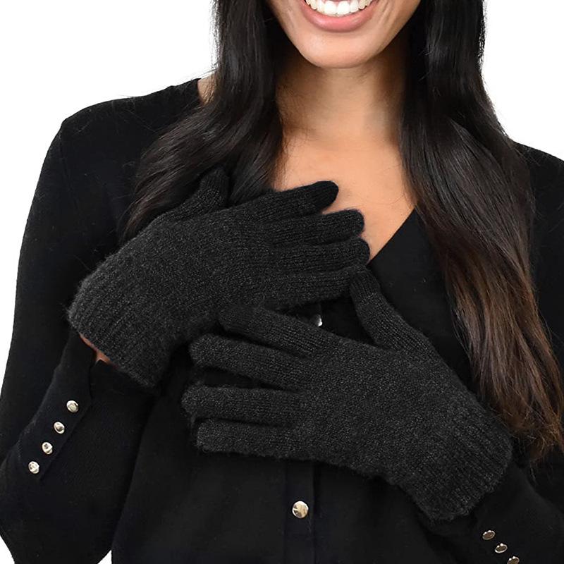 Winter adult thermal gloves women's versatile cold-proof wool plush knitted gloves outdoor riding gloves
