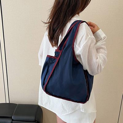 Bolsa de Mão Dobrável Grande Capacidade Bolsa Tote Lavável Reutilizável Bolsa de Compras Estilo Casual Bolsa de Ombro para Uso Doméstico