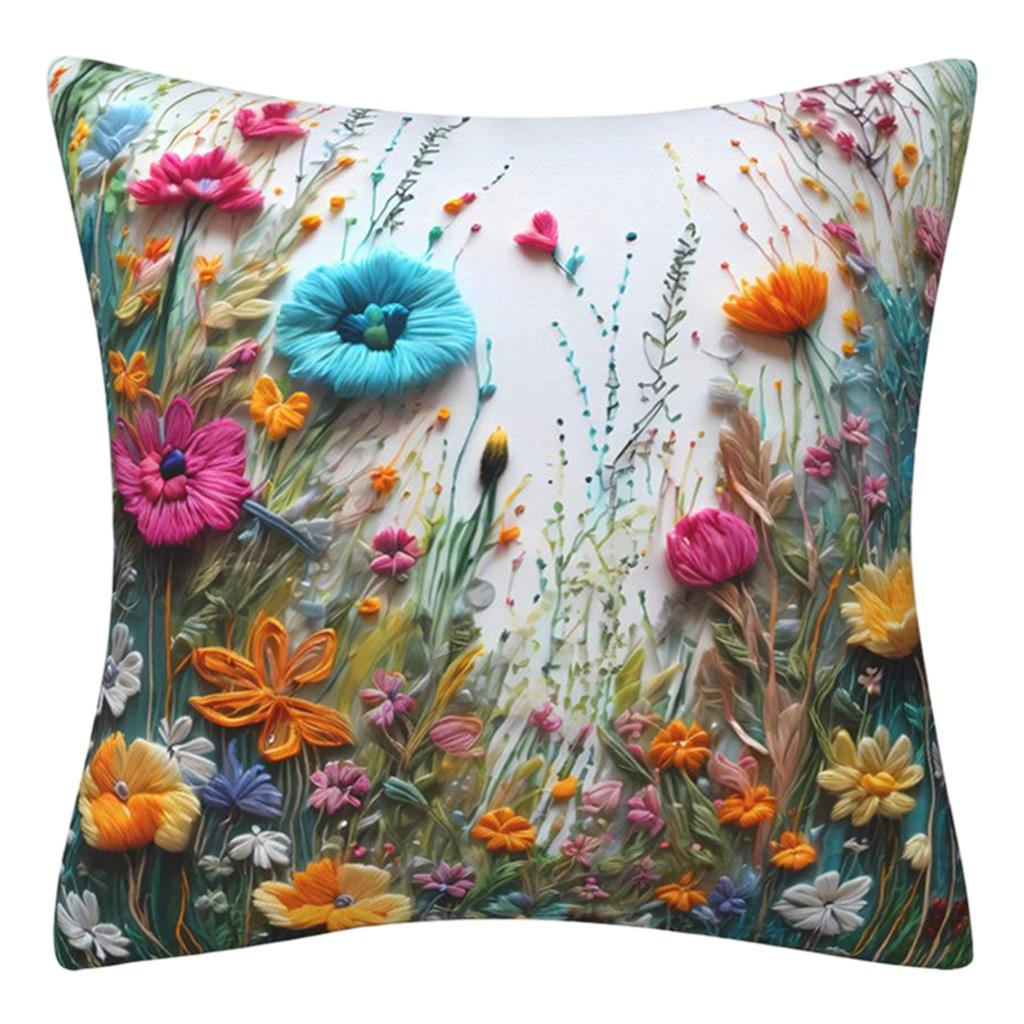 Imitation Embroidery 3D Flower Pillowcase For Spring And Summer, Fashionable And Sofa Cushion Cover