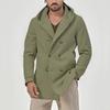 Spring and Autumn Men's Earth Trench Coat Medium-Length Lapel Hooded Composite Space Cotton Double Breasted Casual Trench Coat