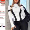 Women's Slim-Fit Striped Yoga Jacket: Moisture-Wicking, Elastic, and Shaping Stand-Collar Top