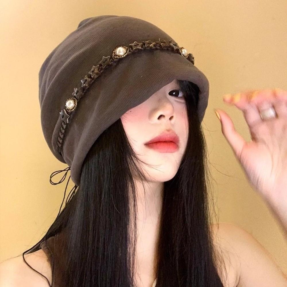 Vintage Y2k Baggy Cap Ethnic Style Pullover Hats Fashion Beanies Cap  Streetwear