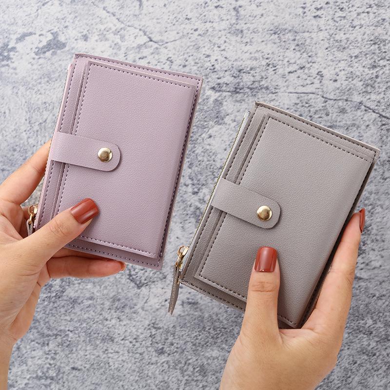Women's Candy Color Ultra-Thin Zipper Card and Coin Holder