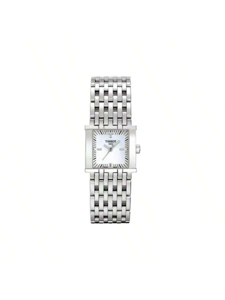Tissot Men's White Quartz Movet Watch Wo, Swiss-Made, Black Dial, Stainless Steel Case Band. Fashionable, Simple, Versatile Square T02.1.181.81