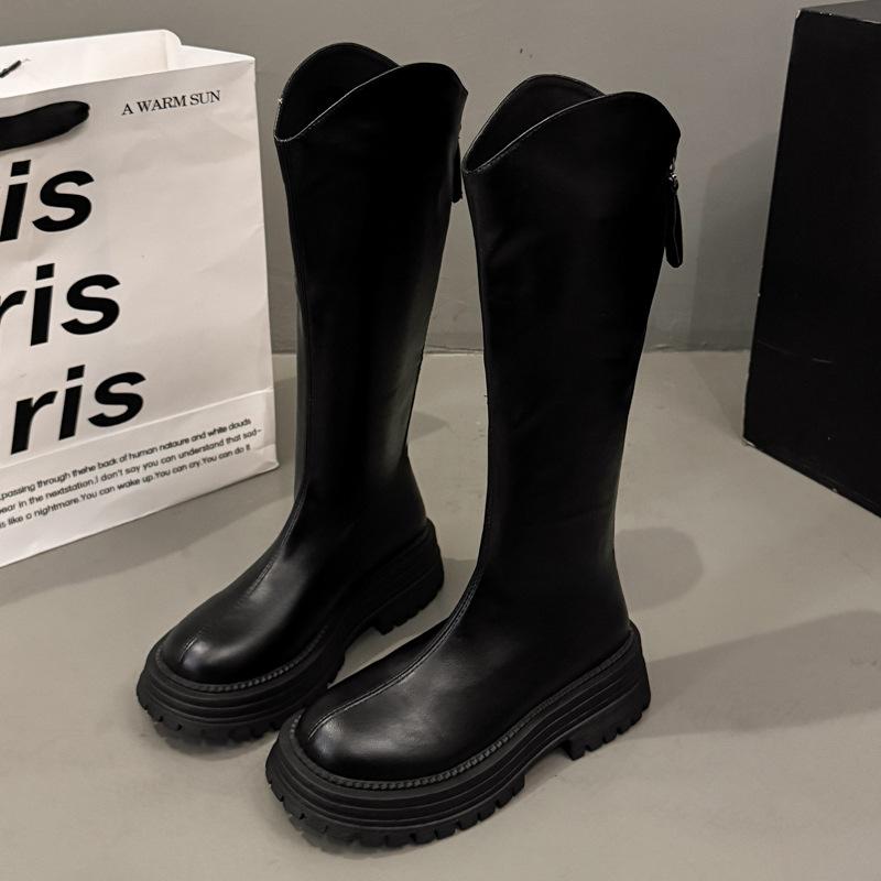 Thick-soled boots Children's 2025 new autumn British style but knee knight boots Small height-increasing boots