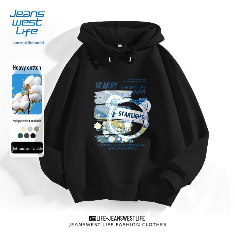 JEANSWEST LIFE Youth Hooded Pullover Sweatshirt with Graffiti Bear Print