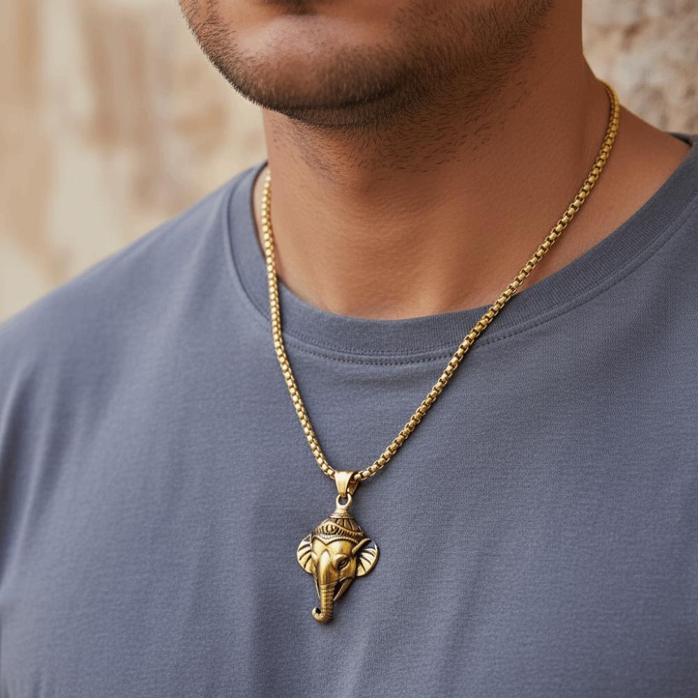 Rock Punk Elephant Necklace Elephant Head Sweater Necklace Pendant with Chain  Daily Wear