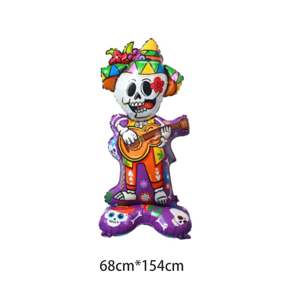 Tag der Toten Halloween bunte Zuckerschädel Partyballons, Mexikanischer Tag der Toten Thema Geburtstag Schädel Dekoration