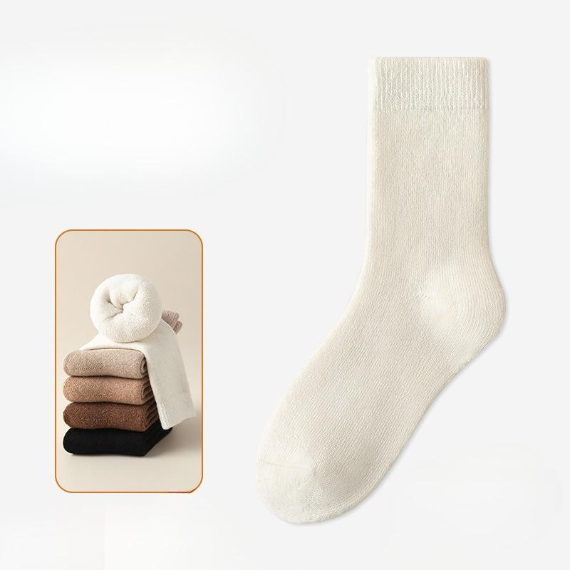 

Женские осенне-зимние теплые и толстые шерстяные носки с термозащитой 1 pair молочный белый
