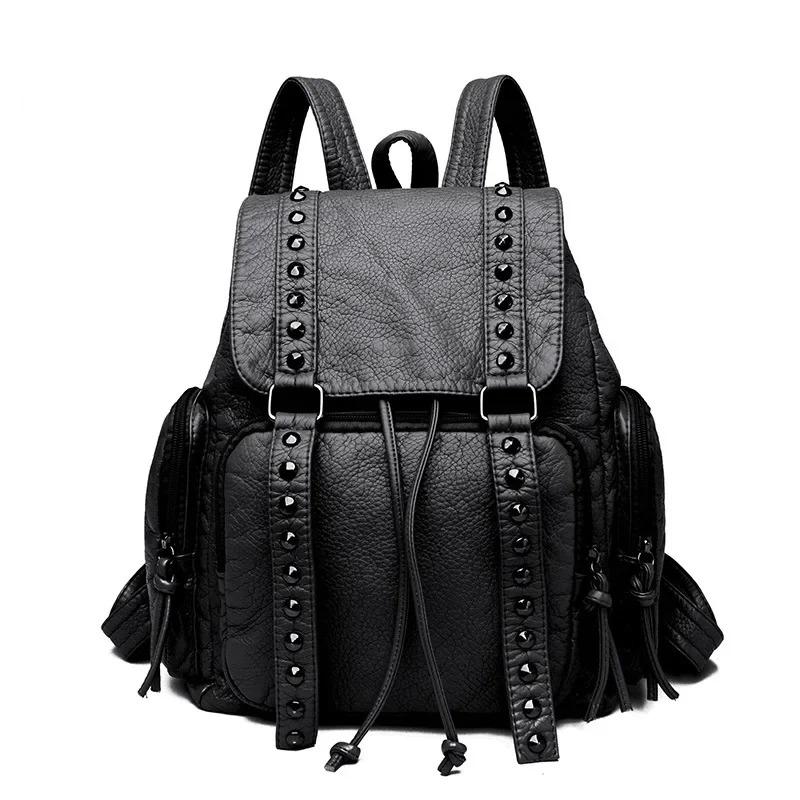 Zaini Moda con Borchie per Donna Borse a Spalla Pelle Morbida Daypack Borsa da Viaggio Grande Capacità Zaino Scolastico Zaino Donna