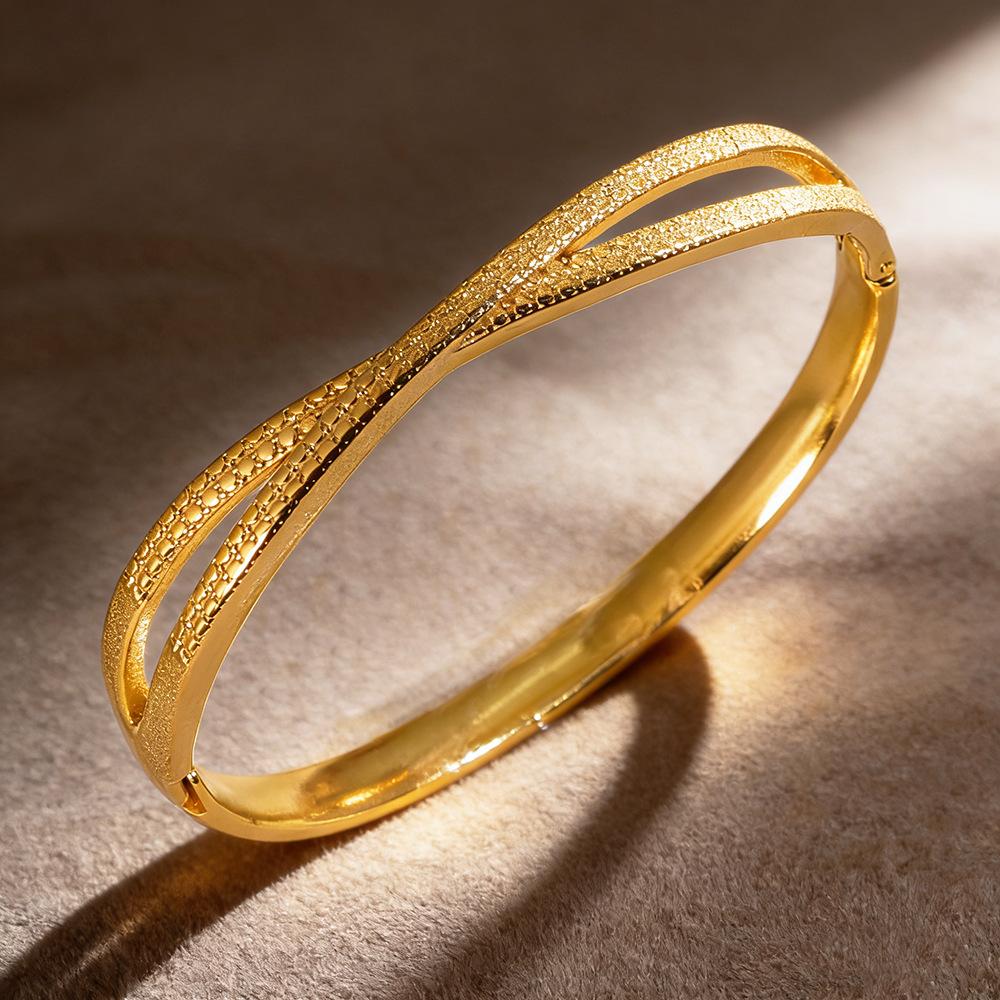 Simple Cross Texture Bracelet Women s Bracelet Open Hollow Jewelry Retro One  Size(18CM~21CM)
