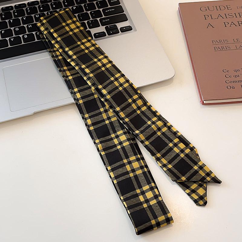 2025 Women's Plaid Tie Belt: American Retro Red & Black Color Block Style