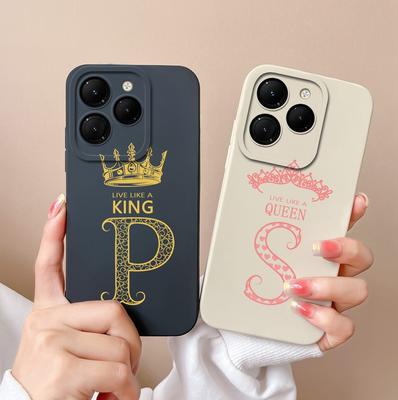 Para Infinix Smart 8 Zero 30 Note 40 4G Hot 40 GT 20 Pro Itel S24 Capa de telefone Bumper Anti Drop Silicone Soft Case Fashion Crown King Letters Matte Capa
