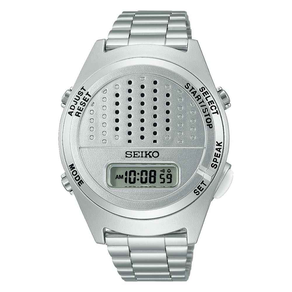 Часы Seiko SBJS013 Унисекс Кварцевые на батарейке Цифровые часы Функция голосового оповещения Серебристый