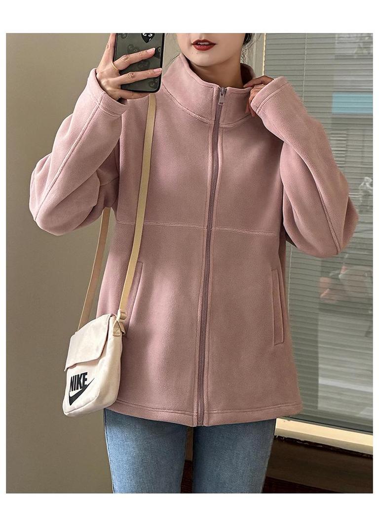Women's Sherpa Fleece Cardigan Jacket - 2024 Spring/Autumn Collection, Thickened Inner Layer