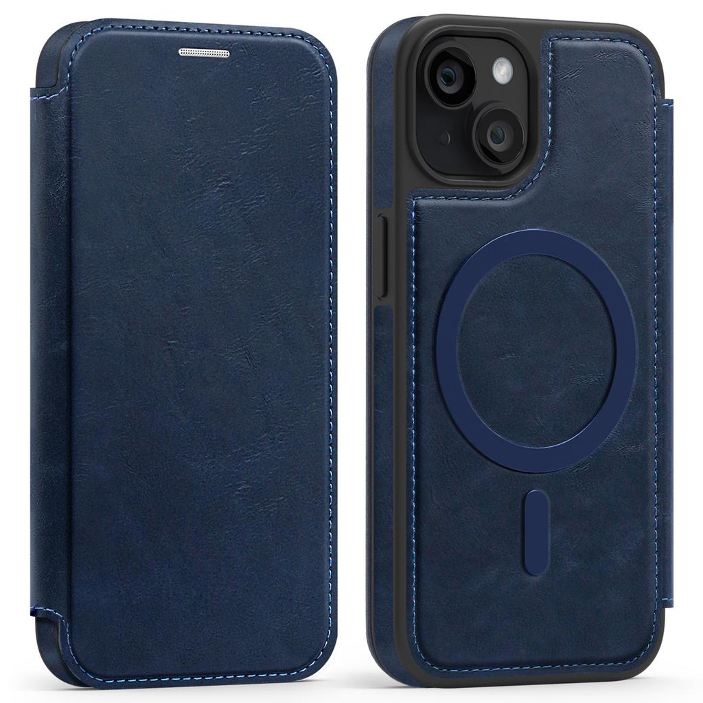 For iPhone 13 Case Compatible with MagSafe RFID Blocking Card Holder Leather Phone Cover