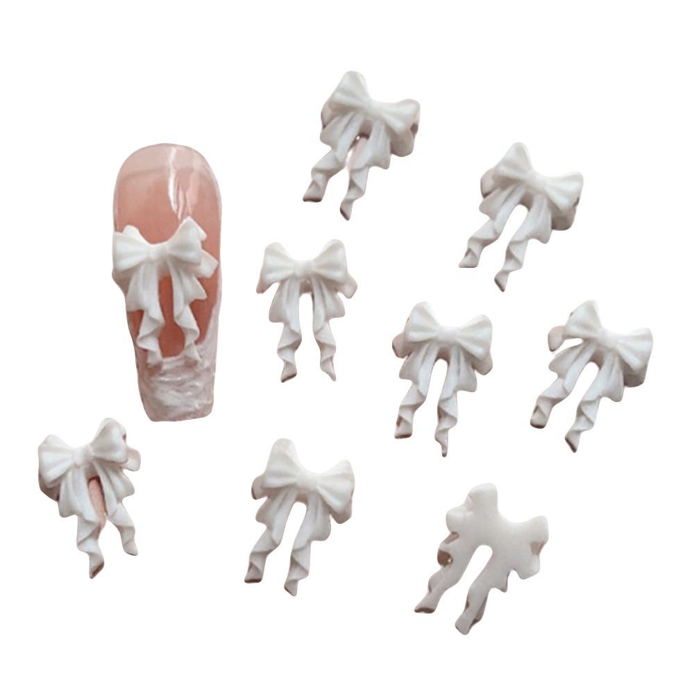 30PCS Multiple Colors Fairy Waved Pearl Bowknots Resin Material Minimalist Design Resin Nail Art Charms Bowknot Shape