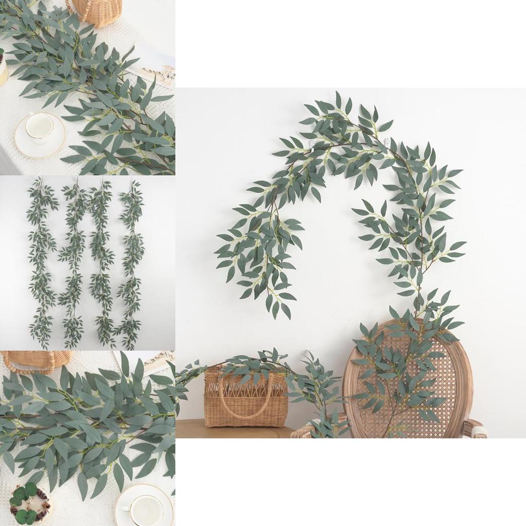 Wedding Background Vine With Eucalyptus Leaves For Photography And Home Decor 172cm