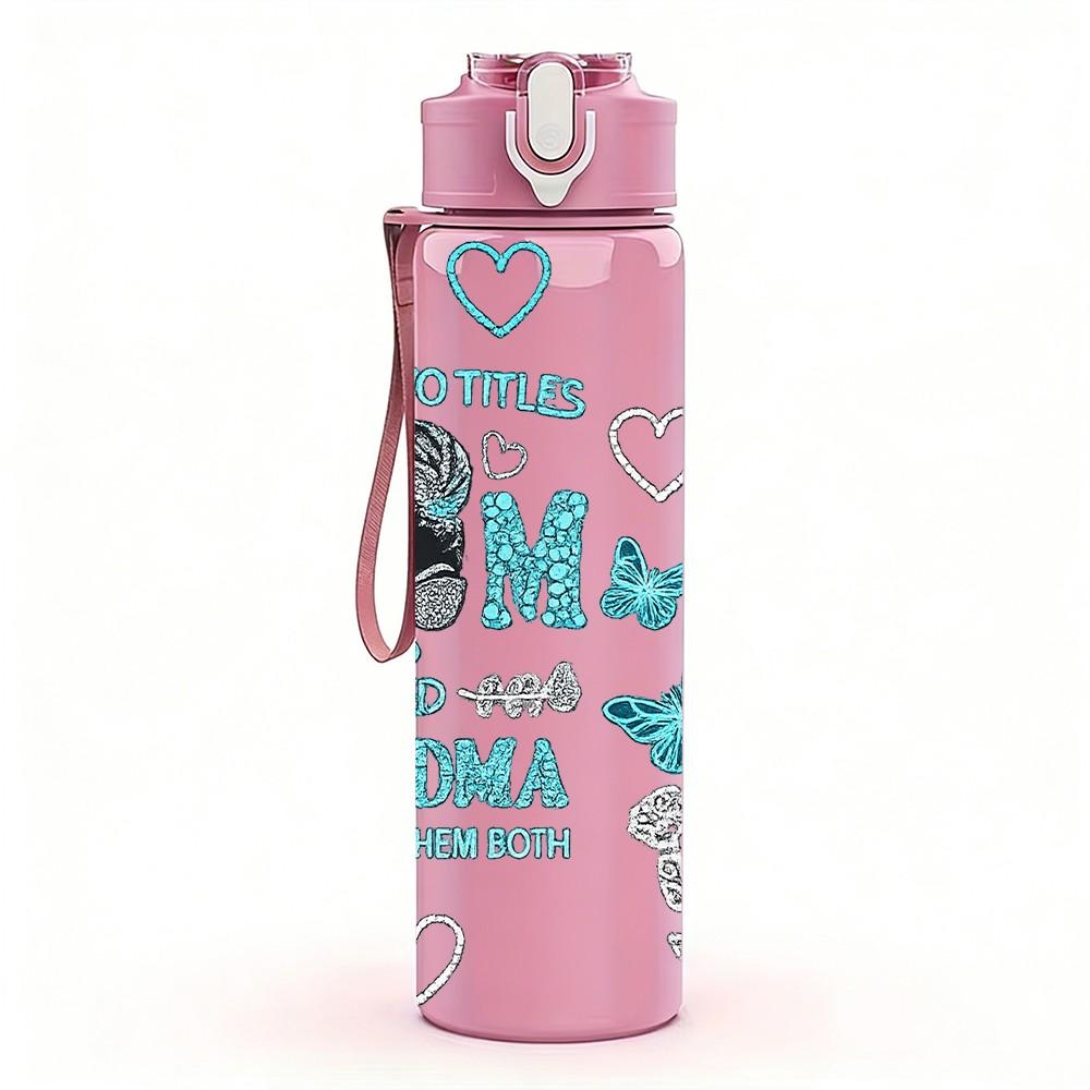 1PC If You See Me Mom Heart Quote Art 750ml Color Plastic Sports Water Bottle Leakproof Flip Straw Lid Suitable for Sports Office Home Use