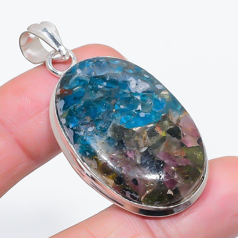 

Natural Watermelon Tourmaline 925 Sterling Silver Jewelry Pendant 2.01 L6r12