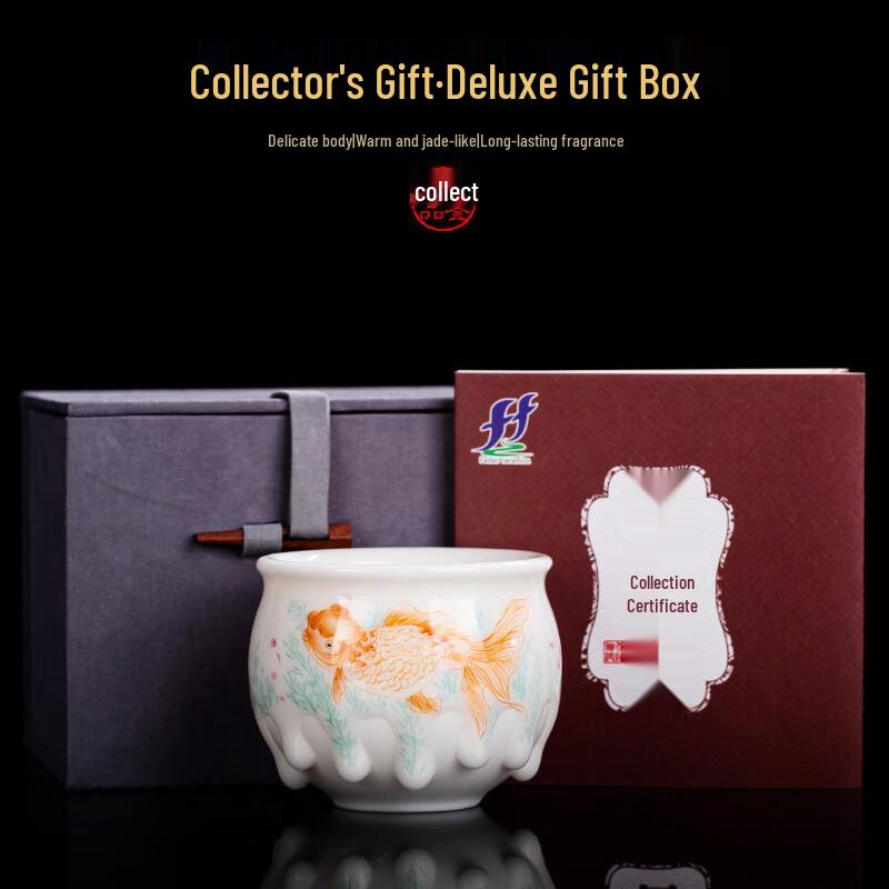 Chaxun Hand-Painted Mutton-Fat Jade Porcelain Teacup