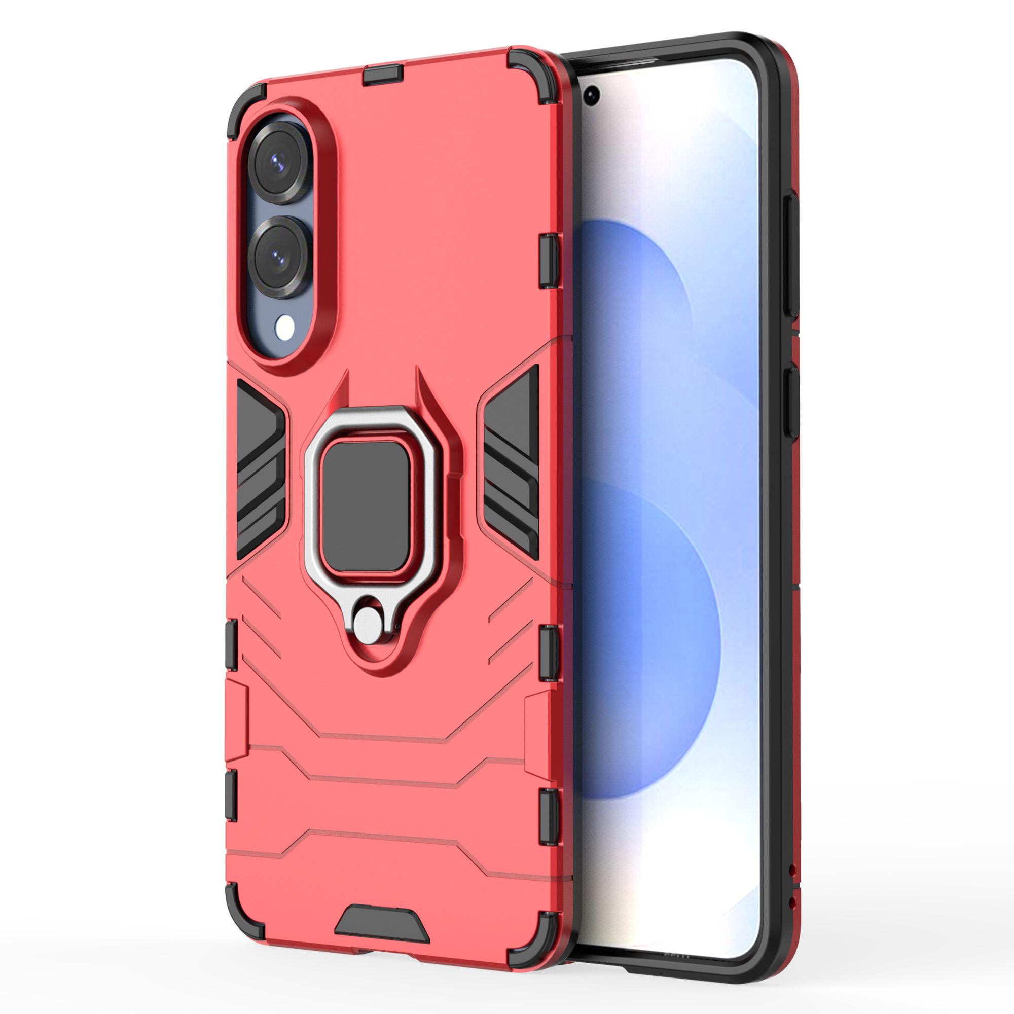 

For Samsung Galaxy S25 Edge Case PC+TPU Protective Phone Cover with Ring Kickstand Red