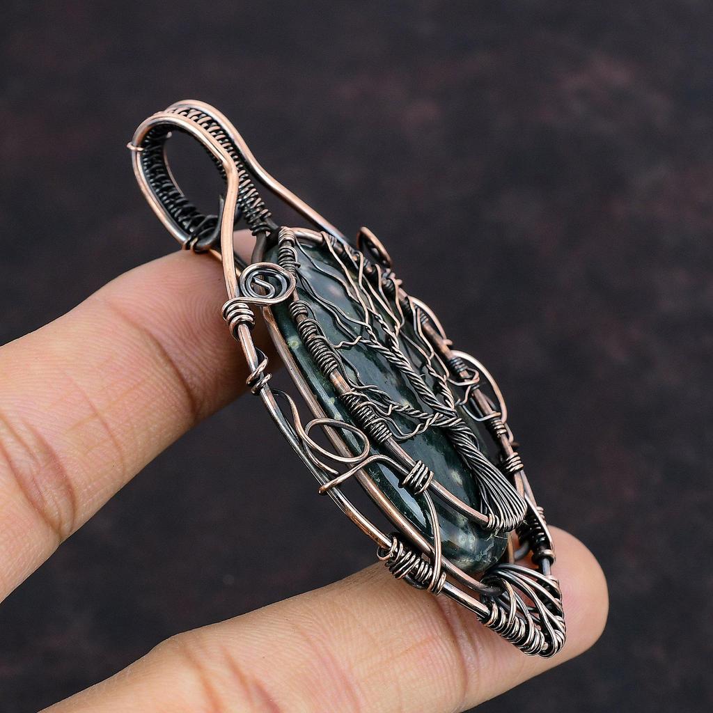 Baum des Lebens Ozean Jaspis Anhänger Kupferdraht gewickelt Schmuck Sehr hübscher Edelstein Anhänger Kupfer Anhänger handgemachter Draht Anhänger Geschenk für Ihn