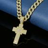Hip Hop Full Diamond Cross Pendant Necklace Alloy Diamond Cuban Chain Vintage Personality Trendy Men'S Jewelry
