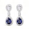 Versatile new women, sapphire blue water drop bridal dinner earrings, European and American simple temperament elegant jewelry
