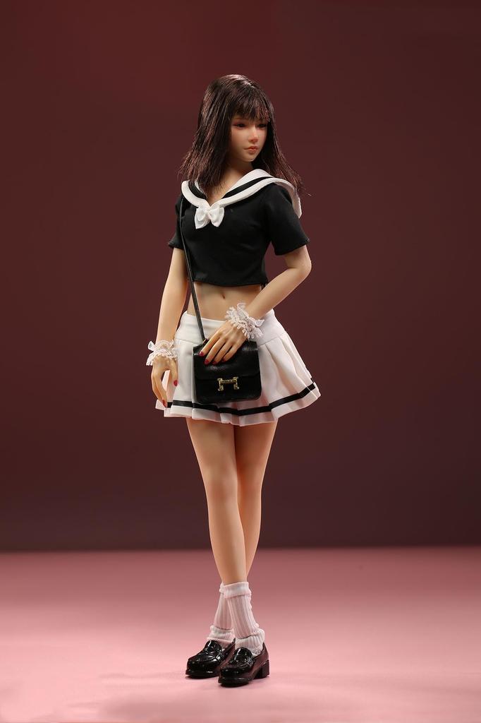 OBEST 1/6 JK High School Girl Uniform Set for Body and Figure Accessories: Top, Pleated Skirt, Sleeves, Pants, and Socks