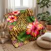 Leopard and Floral Fusion 3 Theme blanket Lightweight Warm Flannel Blanket Decorative Throw Blanket for Home Decoration