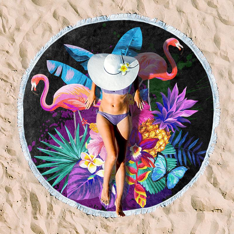 Serviette de Plage Ronde en Fibre Ultra-Fine pour Adultes - Personnalisable, Serviette de Sport et de Bain Absorbante