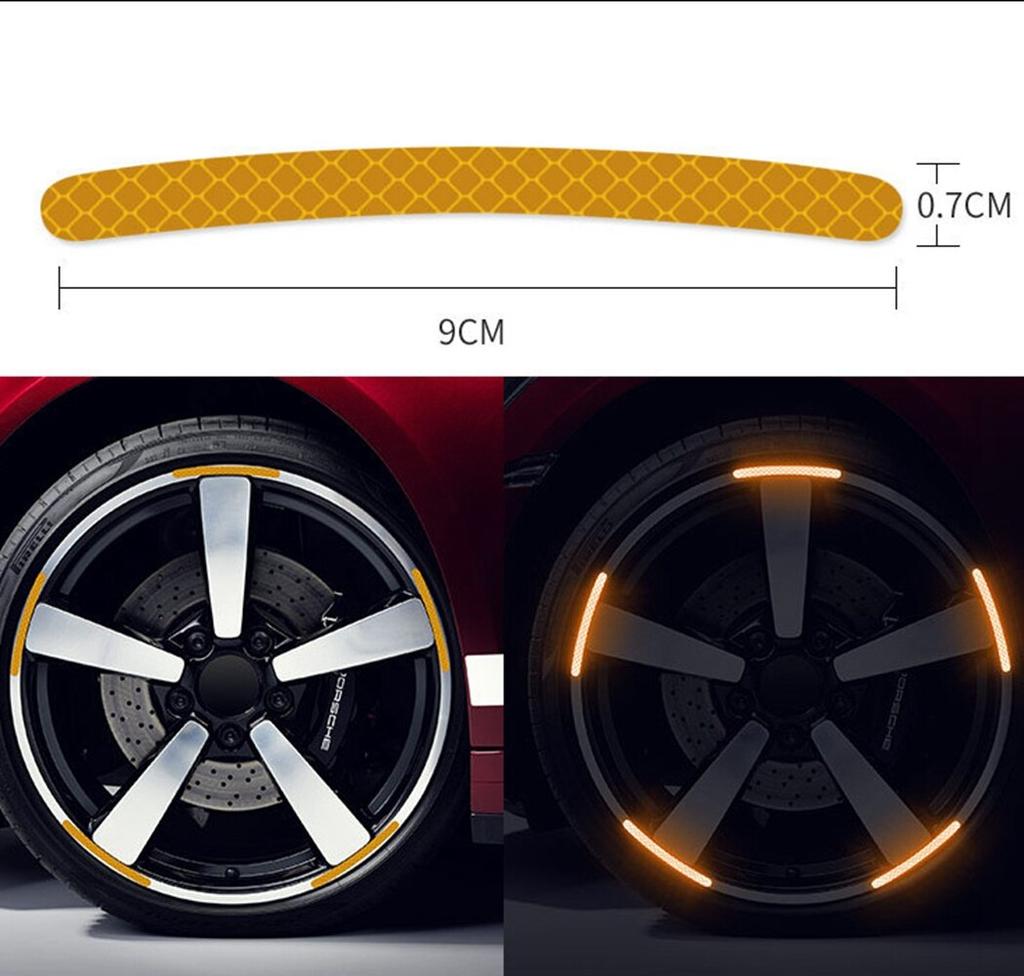 Reflective Warning Stickers For Car Wheels 20pcs Universal Luminous Decorative Strips For Motorcycles And Bicycles