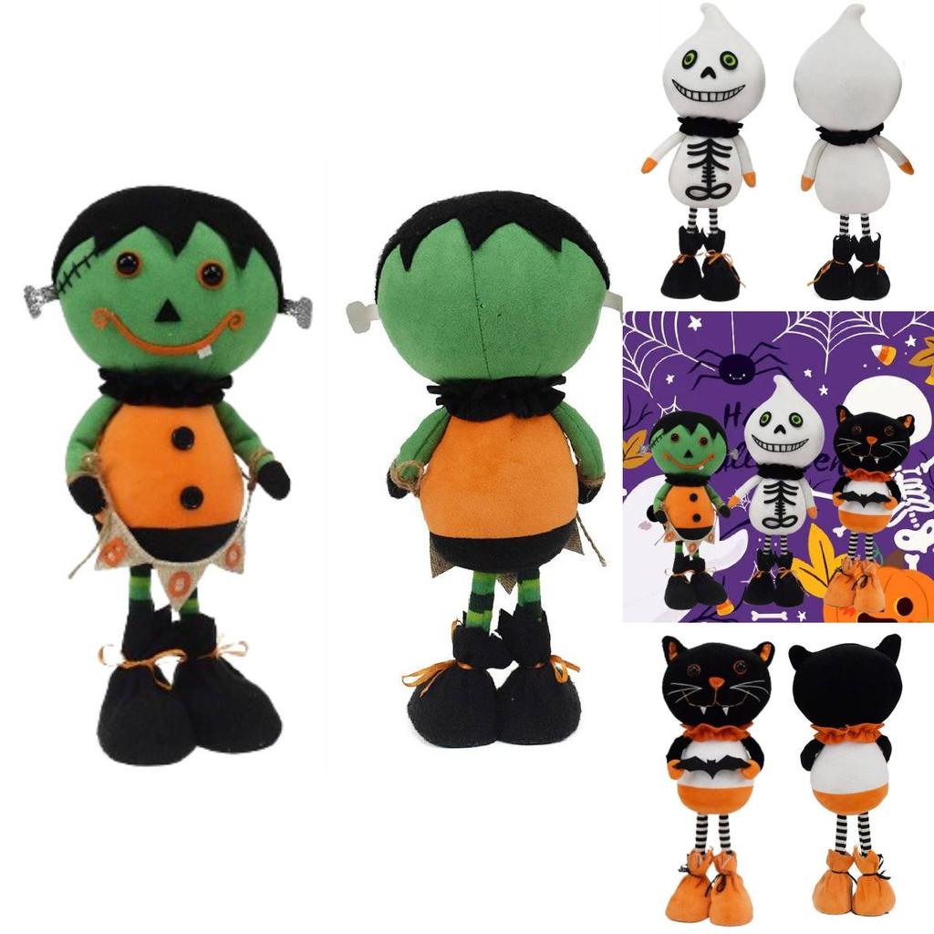 Cute Halloween Plush Figurines Ghost Black Cat Decorations