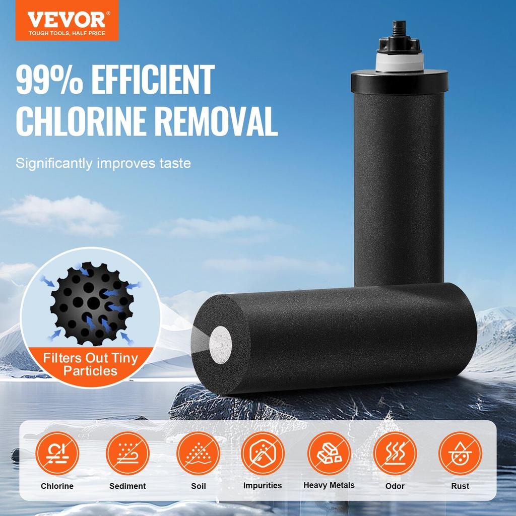 Gravity-fed Water Filter System, 1.5G 304 Stainless-Steel Countertop System, Water Filtration System, Reduces Lead and Up To 99% of Chlorine, with 2