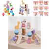 Wooden Animal Stacking Toy With Water Based Paint For Child Development And Parent Child Interaction