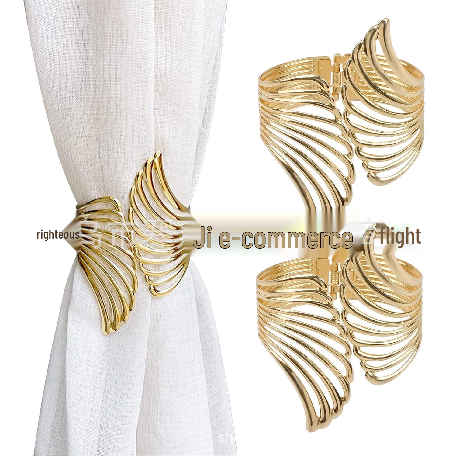 

Набор из 2 роскошных металлических подхватов для штор в скандинавском стиле с пружинными завязками и клипсами 1 Pair (Two Pieces) золотой