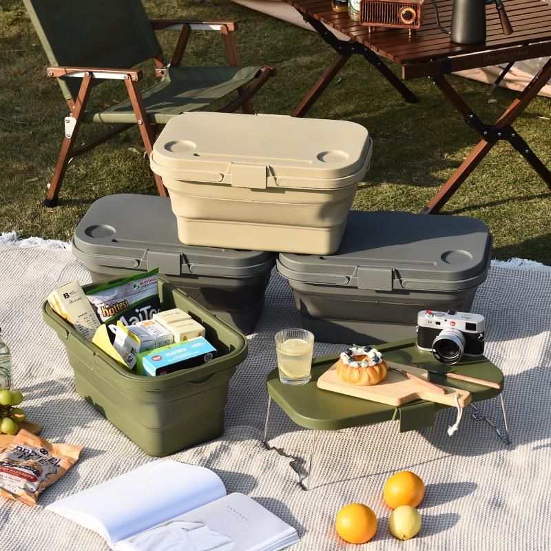 Folding Basket Supermarket Shopping Snacks Toy Hand Basket Car Plastic Camping Basket Box