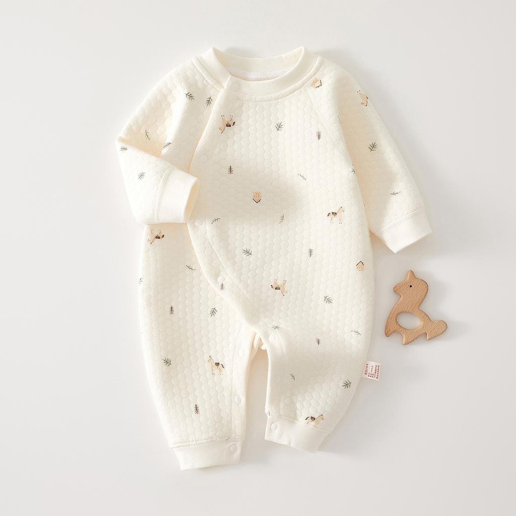 Newborn Infant Quilted Romper Warm Cotton Onesie Autumn Winter Baby Jumpsuit Soft Inner Wear Clothes