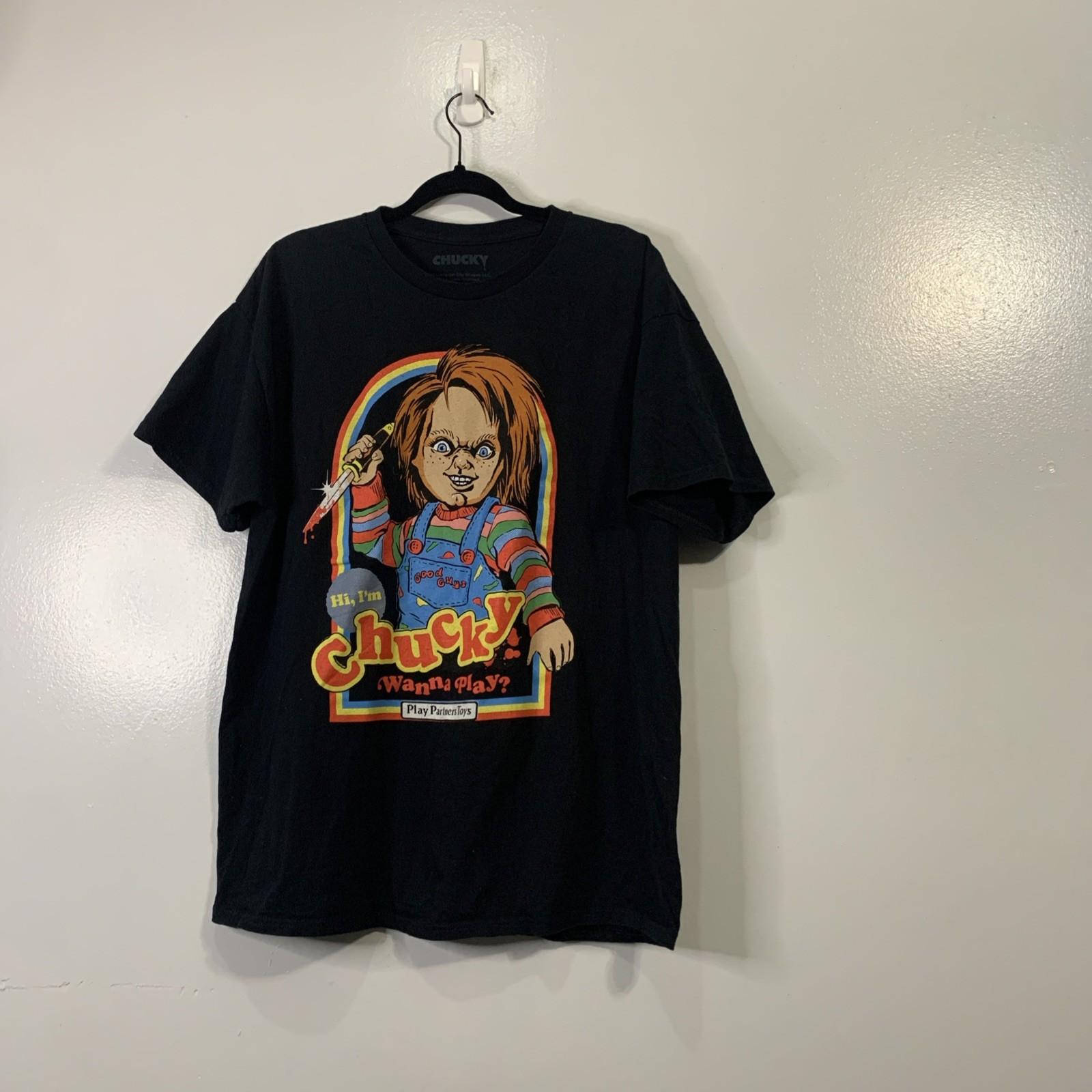 Chucky Wanna Play Horror T-Shirt XL Black Graphic Tee Child’s Play Tiffany Unisex T-Shirt M