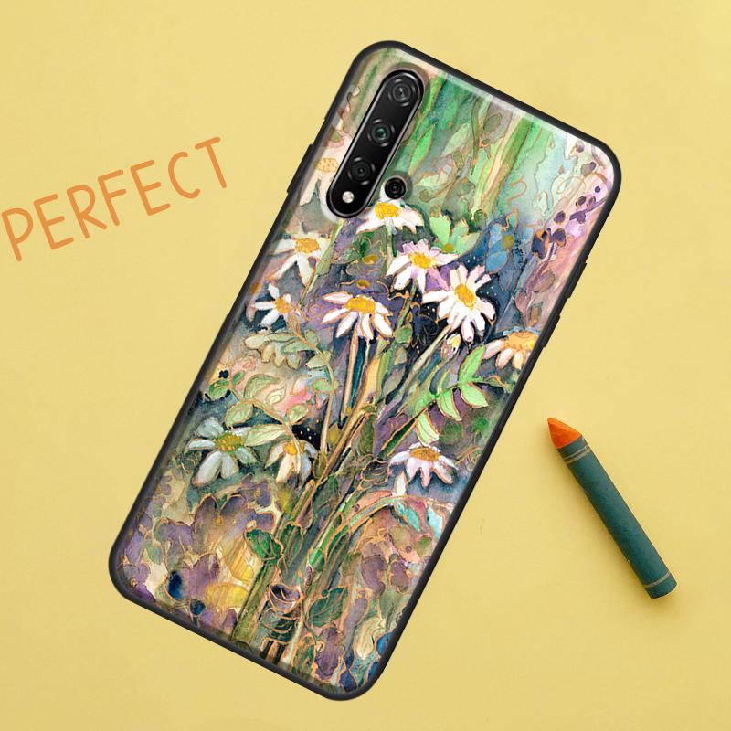 Daisy Watercolor For Huawei Nova Y91 Y70 Y72 Y73 Y60 Y90 Y61 8i 7i 11i 12i 12s 9 10 SE P20 P30 P40 Lite Case