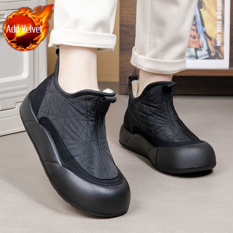 

Chunky Round Toe Waterproof Fleece-lined Women s Snow Boots Winter Work Comfortable and Elegant Novelty Chic Ladies Shoes 41
