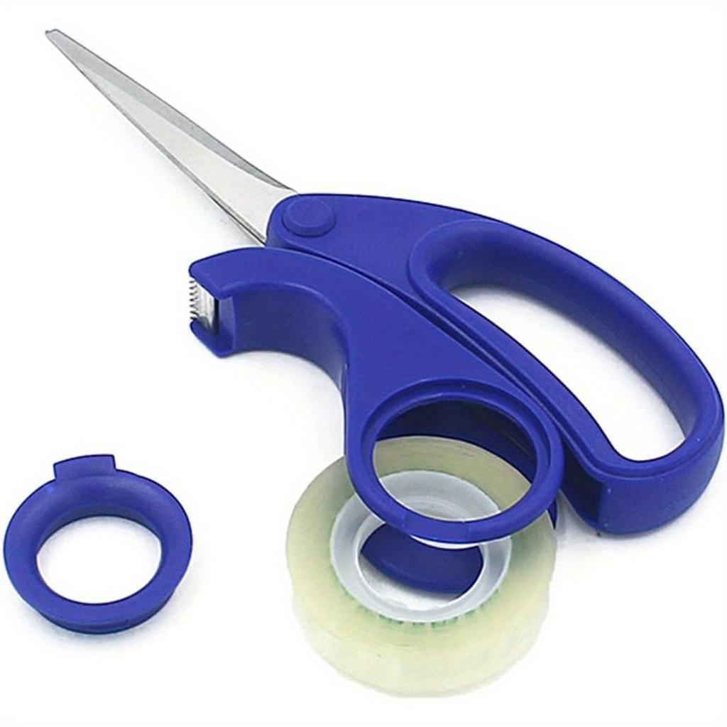 2-in-1 Scissors & Integrated Clear Tape Dispenser Cutter, Multi-Purpose Paper Roll Cutter for Gift Wrapping and Office Use