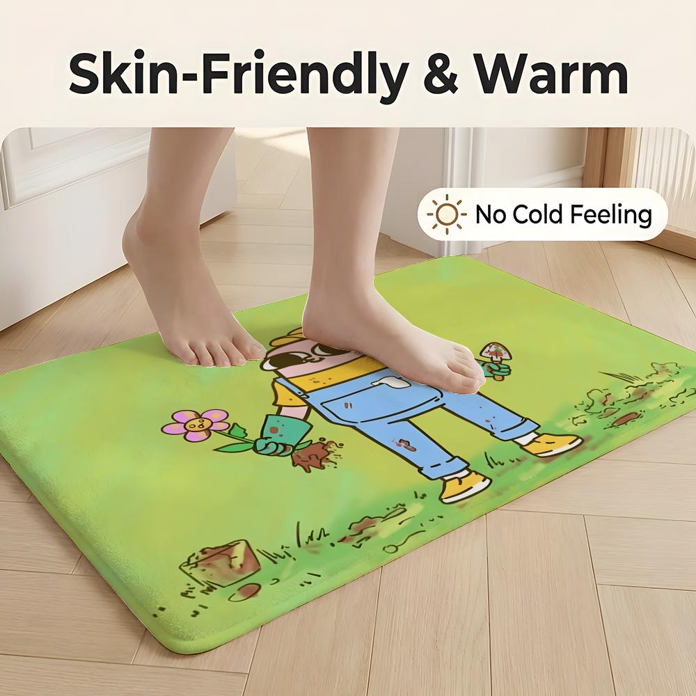 Floor Mat Soft Flannel Rug Non-Slip Absorbent Mat for Bathroom Bedroom Home Decor Anime Cute K-ketnipzS