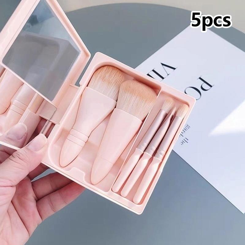 Portable Makeup Brush Set With Mirror - Foldable Travel Kit ,Mini Makeup Brush Set Travel Makeup Brush Set