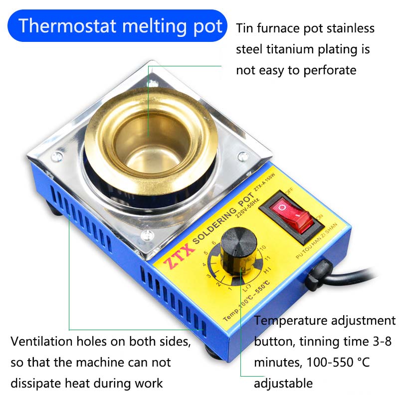 High Quality 220V 150/160W Adjustable Temperature Tin Melting Furnace Stove Pot Tool EU Plug