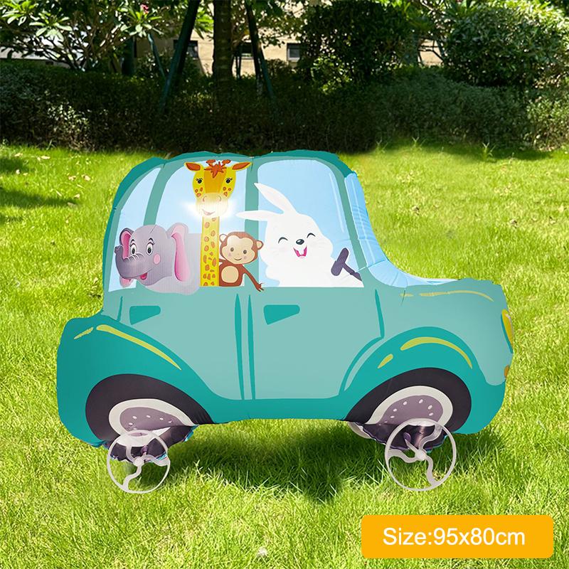 Large Size 4D Dinosaur Dog Cat Standing Foil Balloons Animals Walking Balloon With Wheel For Kids Birthday Party Decoration
